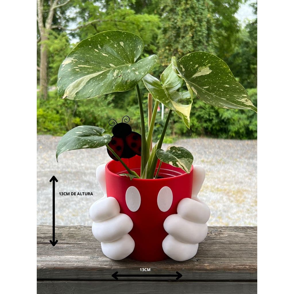 Vaso e Organizador Decorativo Formato Mão do Mickey Porta Planta Geek para Sala e Escritório