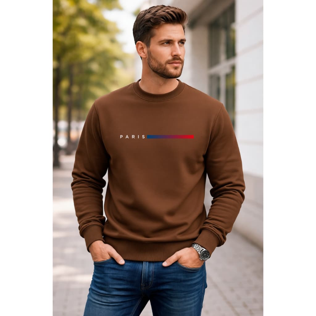 Blusa Moletom Paris Masculino Gola Careca Básico Casual Inverno