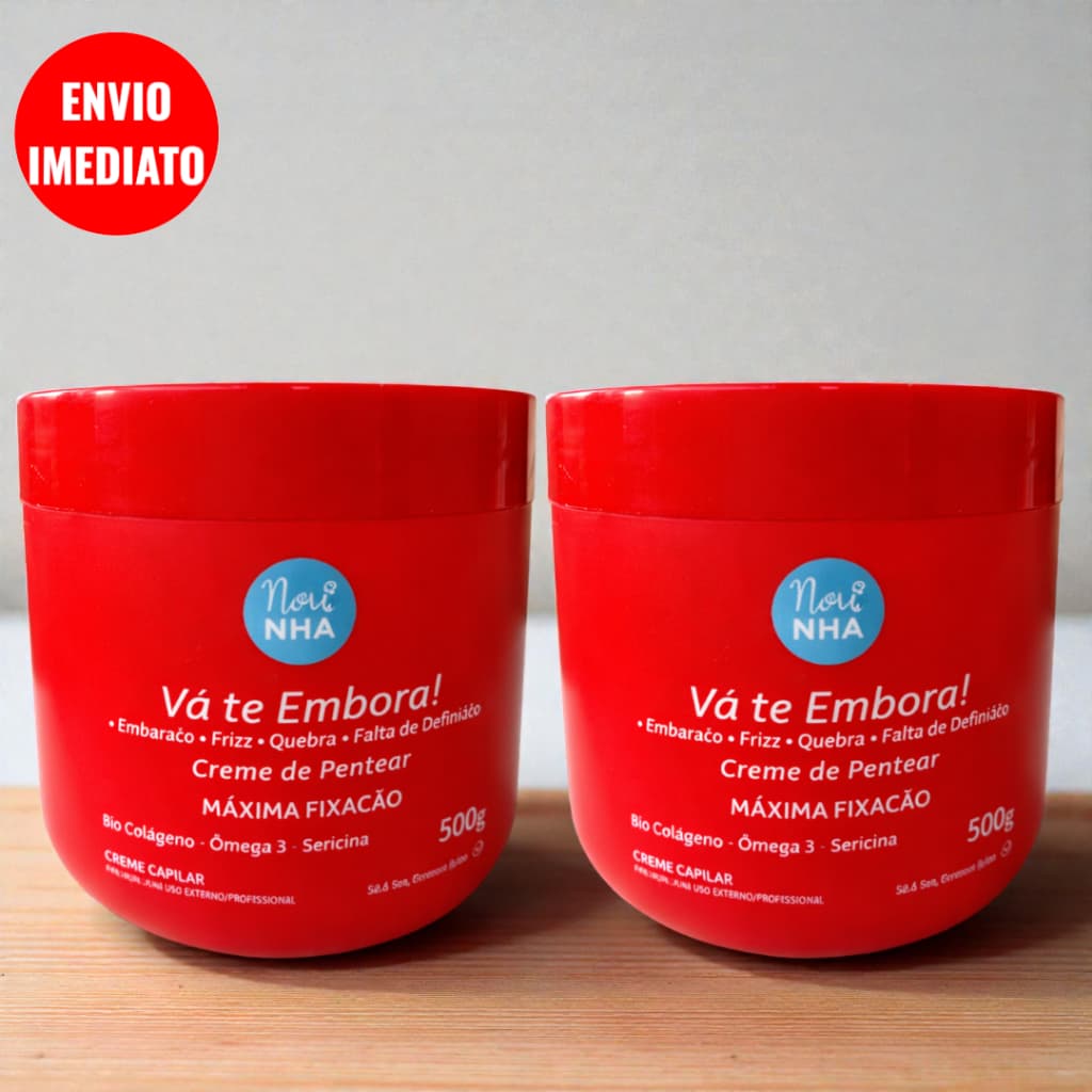 Combo 2 Creme de Pentear Máxima Fixação 500g Anti Frizz Bio Colágeno Ômega 3 Sericina Alta Definição Profissional