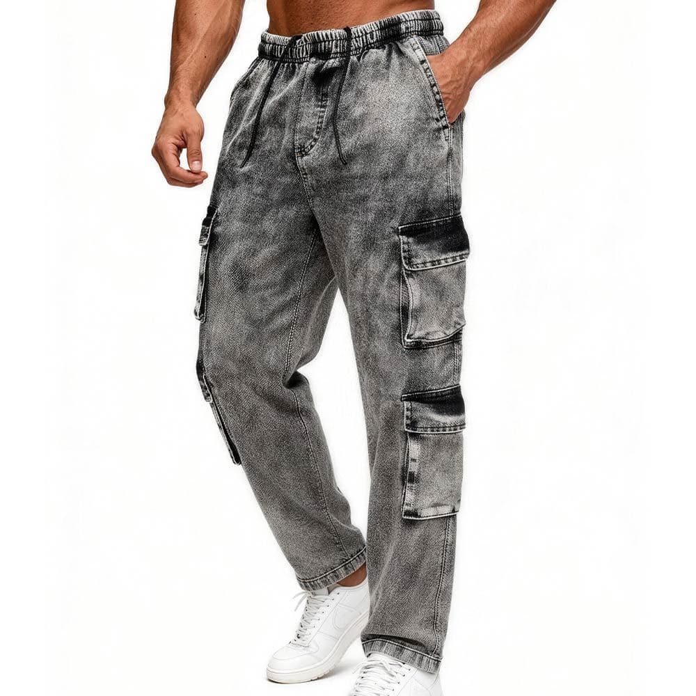 Calça Cargo Jeans Masculino Feminino Design Elástico Confortável Durável Diário Versátil jeans