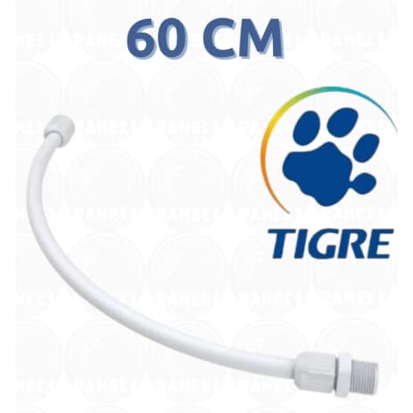 Engate Rabicho Mangueira Flexível Tigre de Plástico Branco 1/2 X 40CM / 50CM / 60CM
