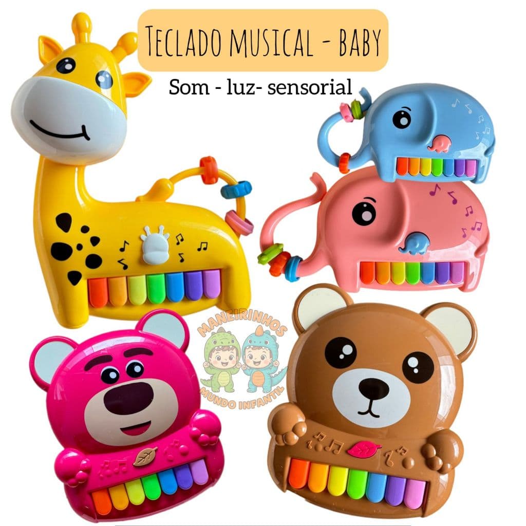 Teclado Piano Animal Brinquedo Educacional com Sons luzes-educativo sensorial musical