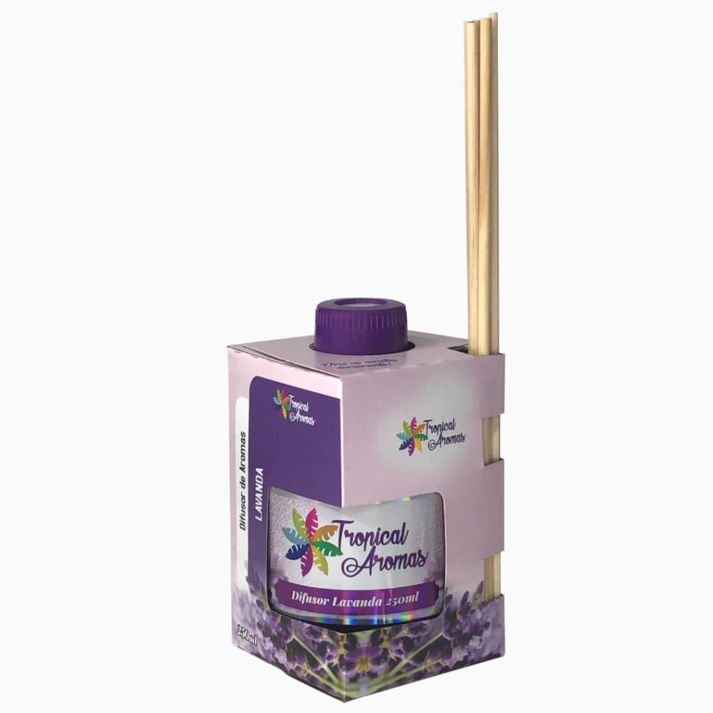 Difusor de Ambiente Lavanda 250ml Tropical Aromas Aromatizador de Ambiente com Varetas Duradouro