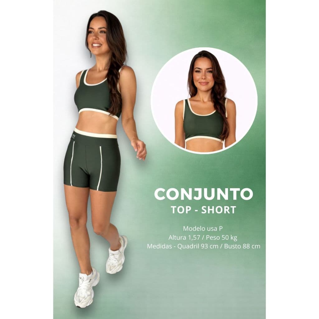 Conjunto Top e shorts cor contrastante