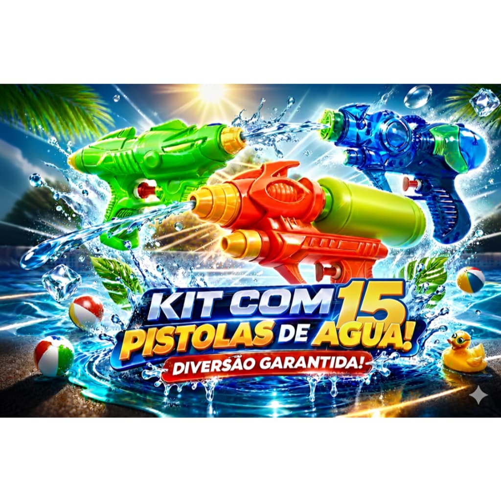 Kit 15 Pistola Lança Agua Jatos Brinquedo Arma Arminha Infantil Piscina Diversão no Aniversário de Crianças
