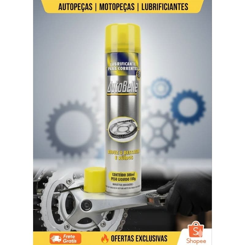 Lubrificante De Corrente Spray AutoBelle 300ml - Bike, Moto e Portão