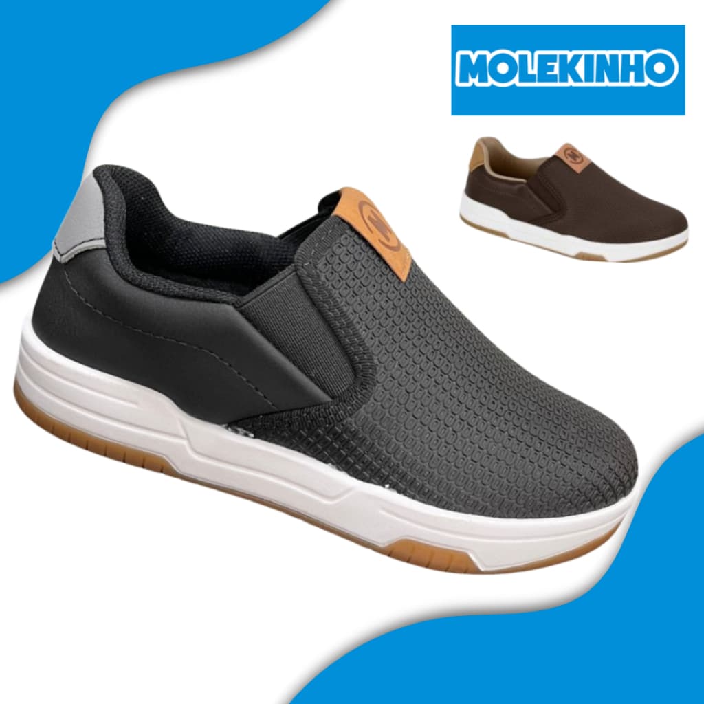 Tenis Infantil Slipon casual Molekinho menino sem cadarço conforto