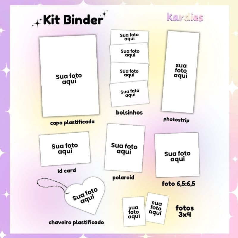 Kit para binder personalizado - decoração para binder A5 macaron 12 itens personalizáveis (LEIA A DESCRIÇÃO!)