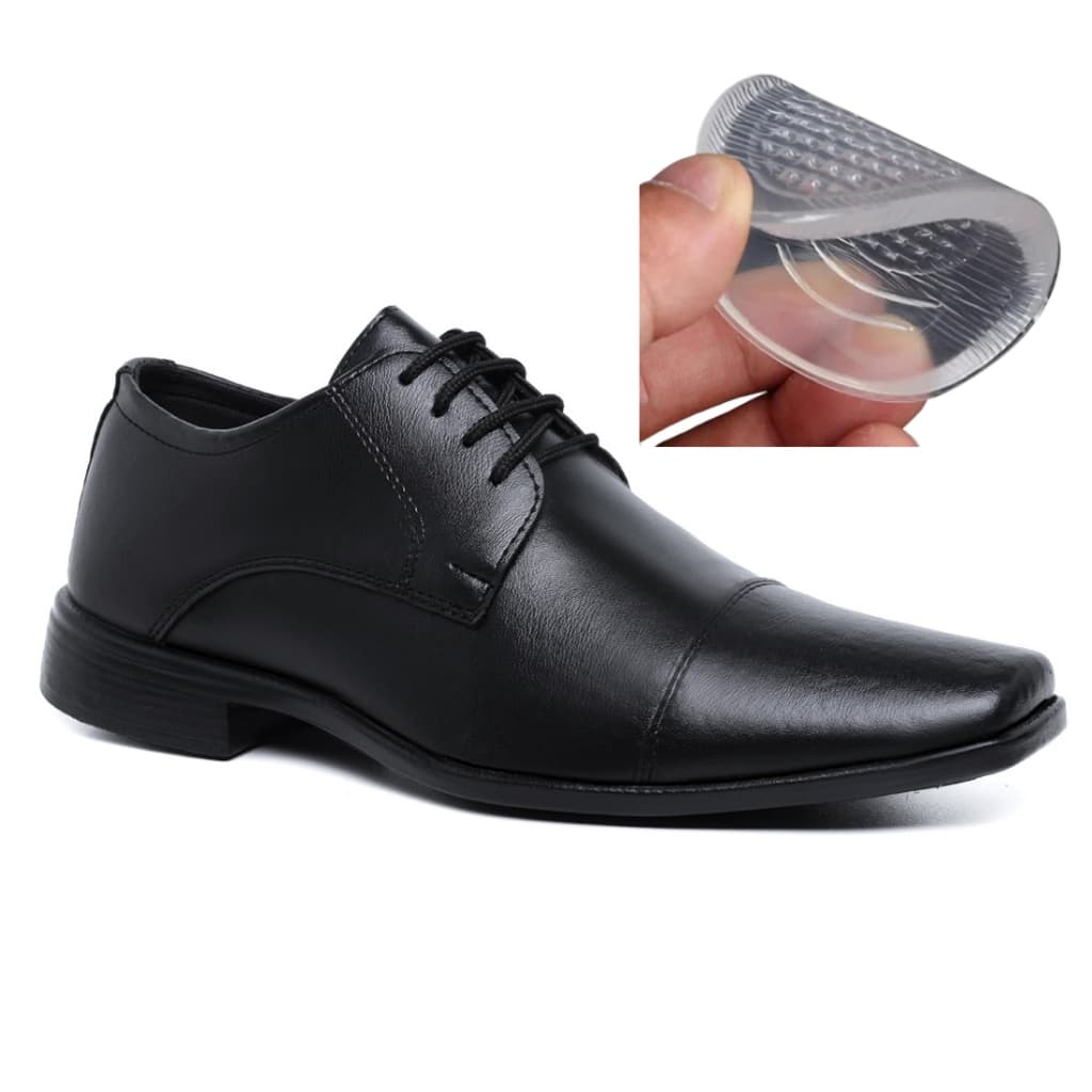 Kit Sapato Masculino Social Oxford de Amarrar Confortável com Palmilha Ortopédica Transparente Para Calcanhar