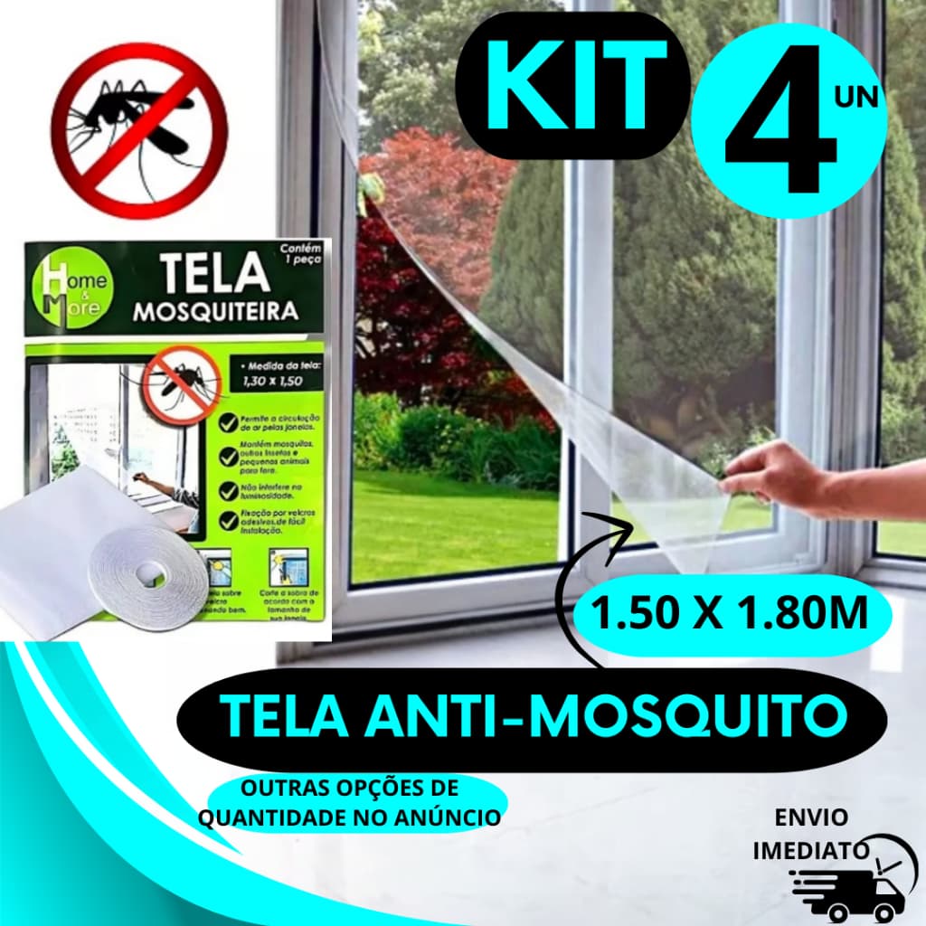 Tela Para Janela 1,8 x1,5m Com Velcro Anti Mosquito Janela Autocolante Pernilongo
