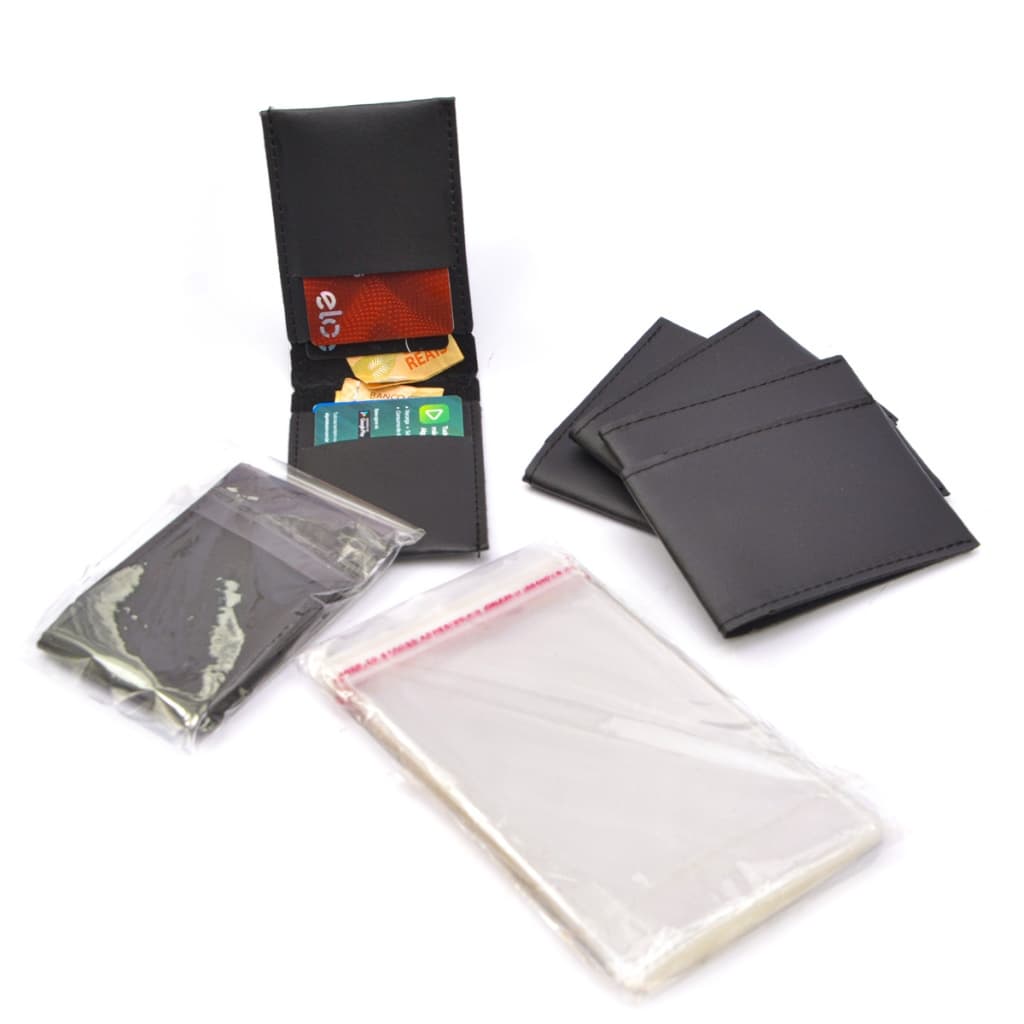 kit 100 porta cartões slim mais embalagem auto colante deixar do seu jeitinho