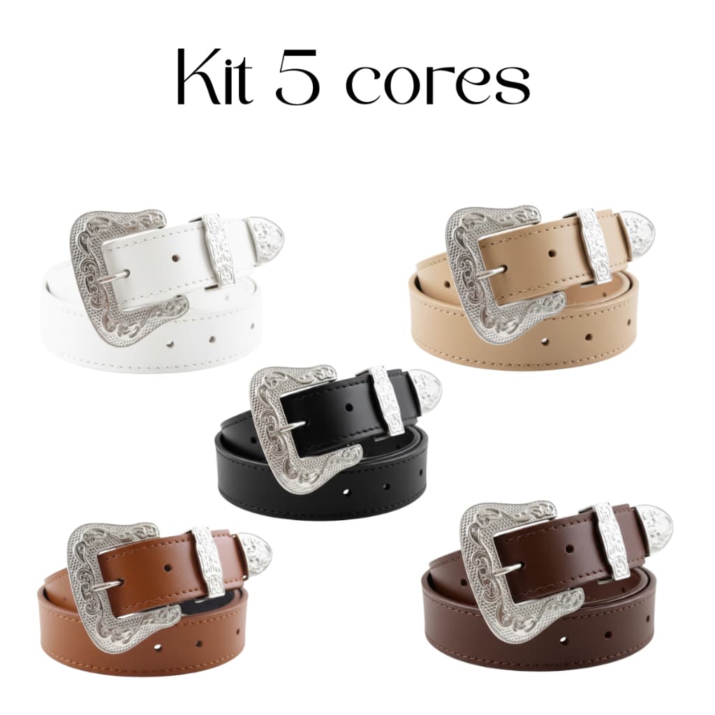Kit Cintos Femininos Country Estilo Boiadeira Fivela Trabalhada Luxo Retro Feminino Western para Calça Jeans Rodeio