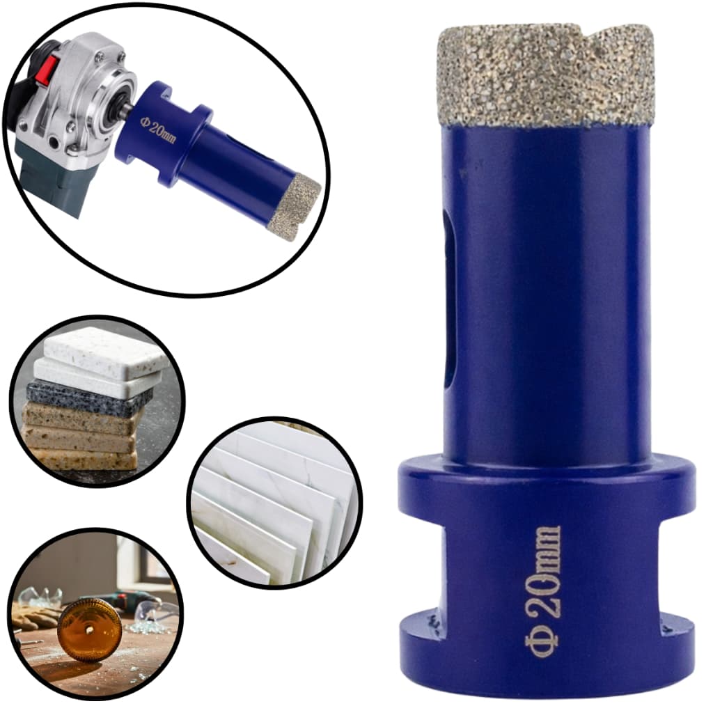 Broca Serra Copo Diamantada Eletrolítica 20mm Rosca M14 Furar Porcelanato Cerâmica Mármore Vidro