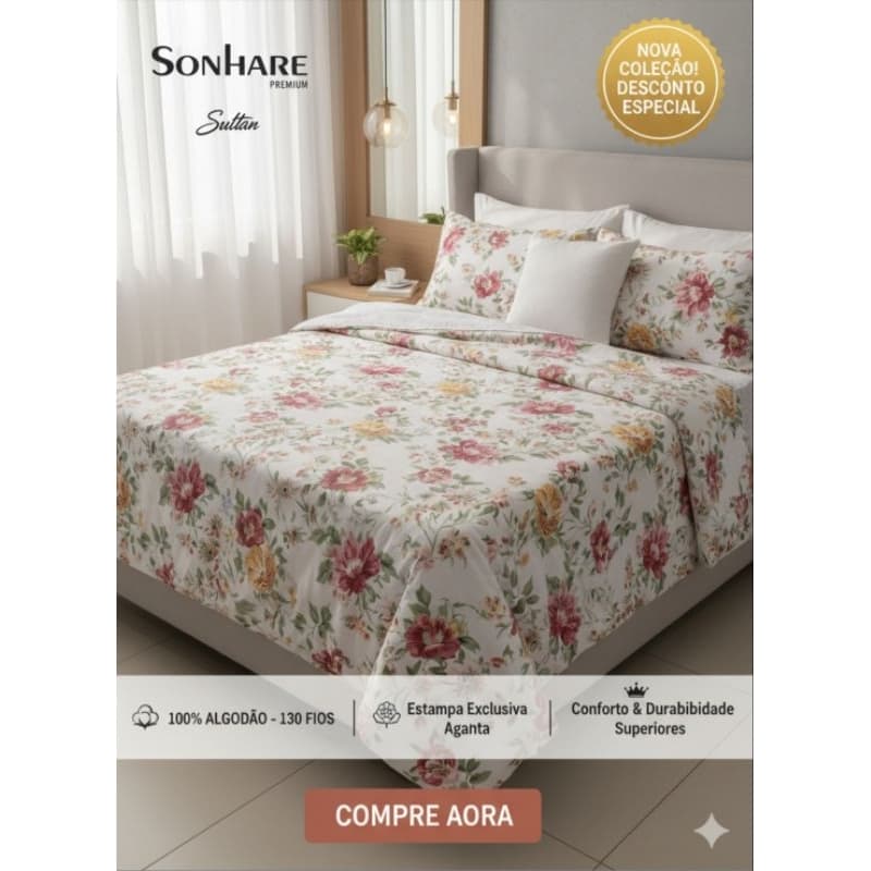 Jogo de Cama Queen - 100% Algodão