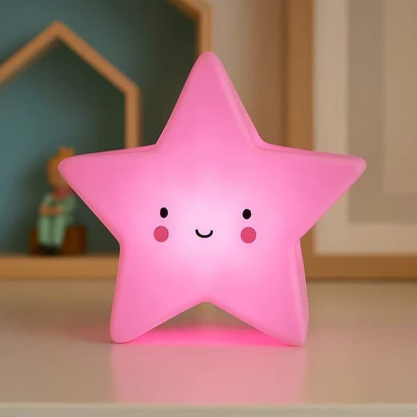 Mini Luminária Abajur Estrela Fofo Led Silicone Bateria