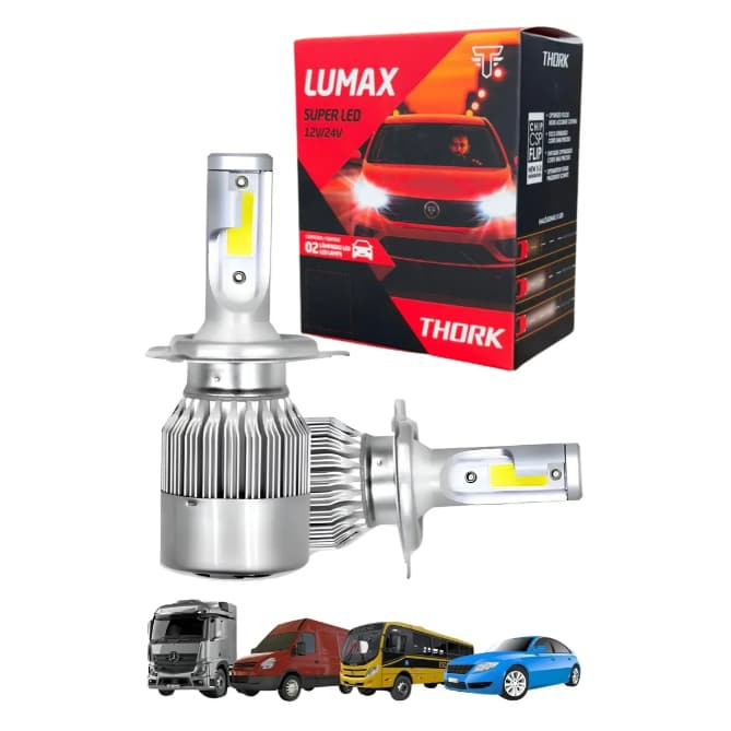 Par Super Led Carro 8000k H1 H3 H7 H4 H11 Hb4 Bivolt 12/24v Branco-frio
