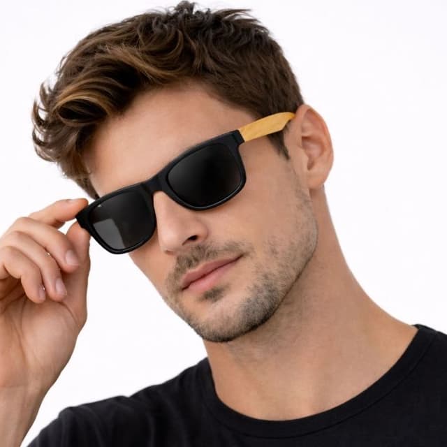 Óculos Masculino Madeira Lente Proteção UV 400 Original Promoção