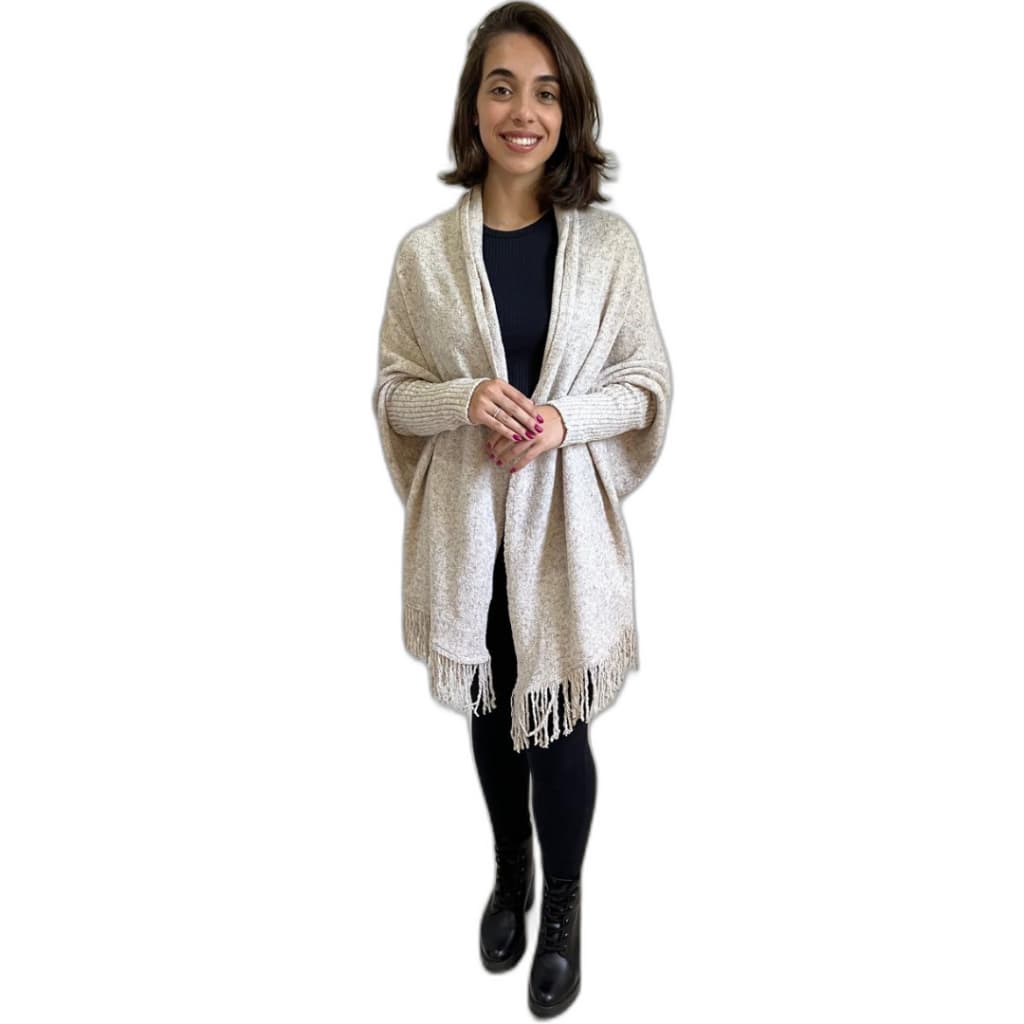 Capa Kimono Tricot com Franjas