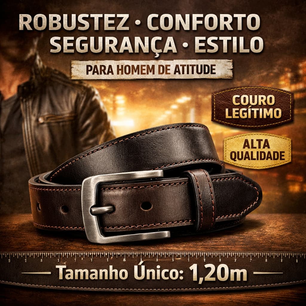 Cinto em couro, casual, estilo, conforto, segurança.