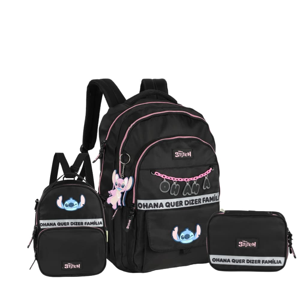 Kit Mochila Juvenil Stitch & Angel Original 2026