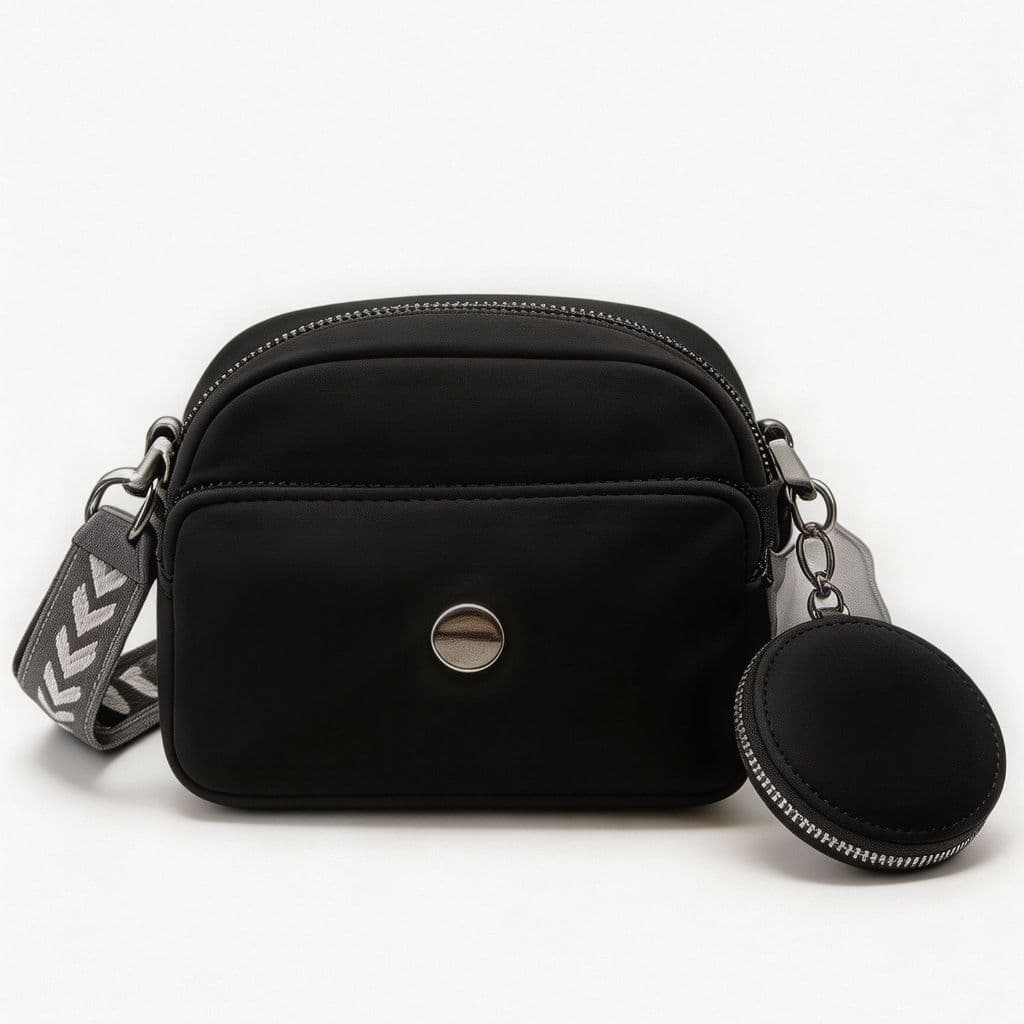 versátil bolsa transversal é feita de nylon impermeável e leve, com alça de ombro ajustável e porta-moedas