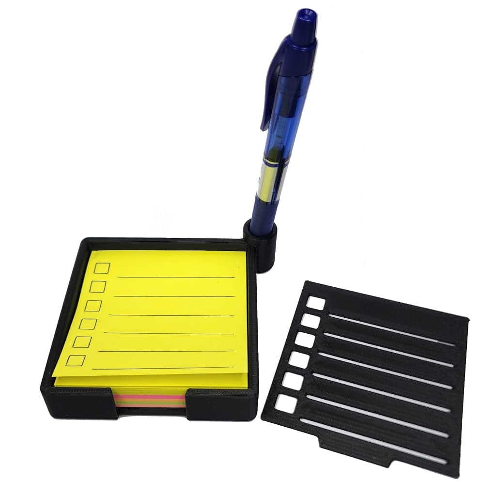 Organizador para Post-it 76x76 com capacidade para 100 folhas com Porta Caneta + Molde para Checklist