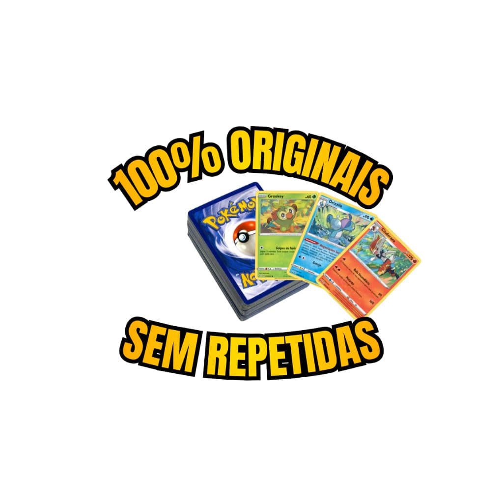 100, 50, 20 Cartas Pokémon Originais com Brilhante - Sem Cartas Repetidas