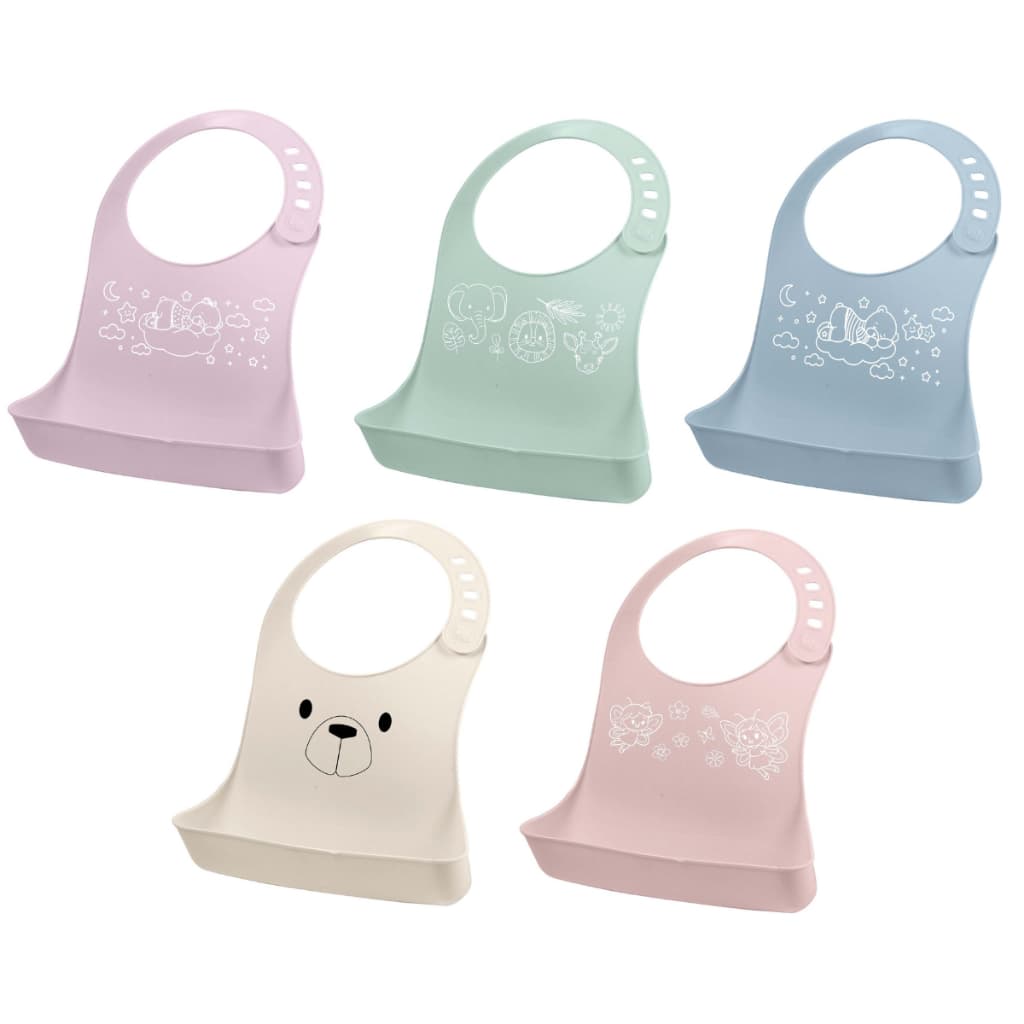 Babador Impermeável com Bolso Coletor de Migalhas Infantil Original de Silicone - Plasútil