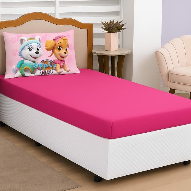 Jogo de Lençol 2 Peças infantil Menina com fronha Estampada Patrulha Canina