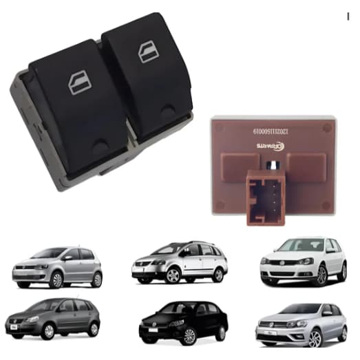Botão Interruptor de Vidro eletrico VW GOL G4 / G5   1 ESTAGIOS FUNDO MARRON