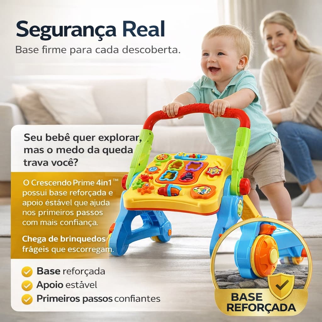 Andador Infantil 4 em 1 Musical Educativo com Mesa Didática e Som – Primeiros Passos com Segurança