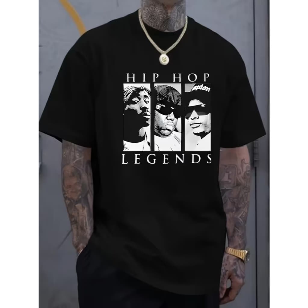 Camiseta Hip Hop Legends Masculina Streetwear 100% Algodão Moda Urbana