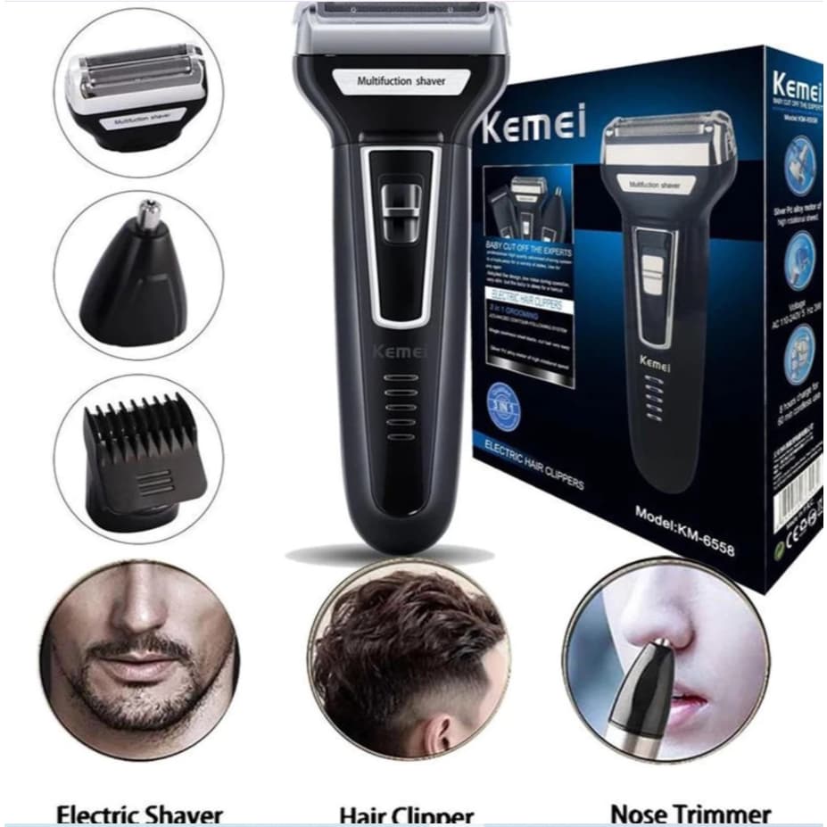 Máquina Kemei 3 em 1 – Versatilidade, Precisão e Conforto