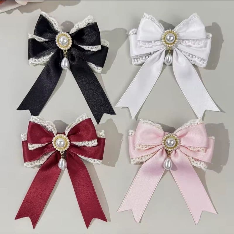 Presilha laço lolita Grampo de cabelo pérola acessório de cabelo feminino