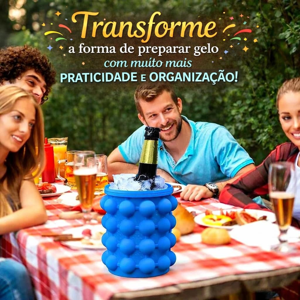 Balde Gelo Silicone Pote Drinks Conserva Armazena Recipiente Vasilha Latas Térmico Cubos Camping