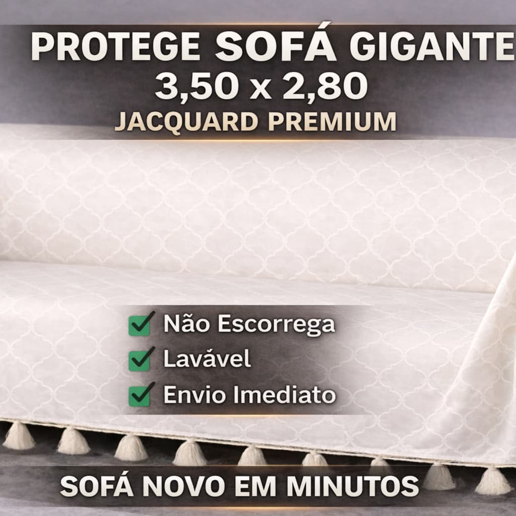 Xale para Sofá Gigante Retrátil 3,50x2,80 Jacquard Premium Cobre Sofá Grande Manta Decorativa