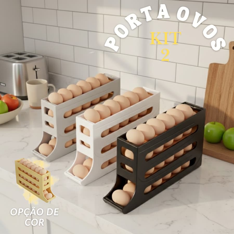 Porta Ovos Bandeja 4 Andares de Fluxo Para até 30 Ovos Dispenser e Acessório de Geladeira