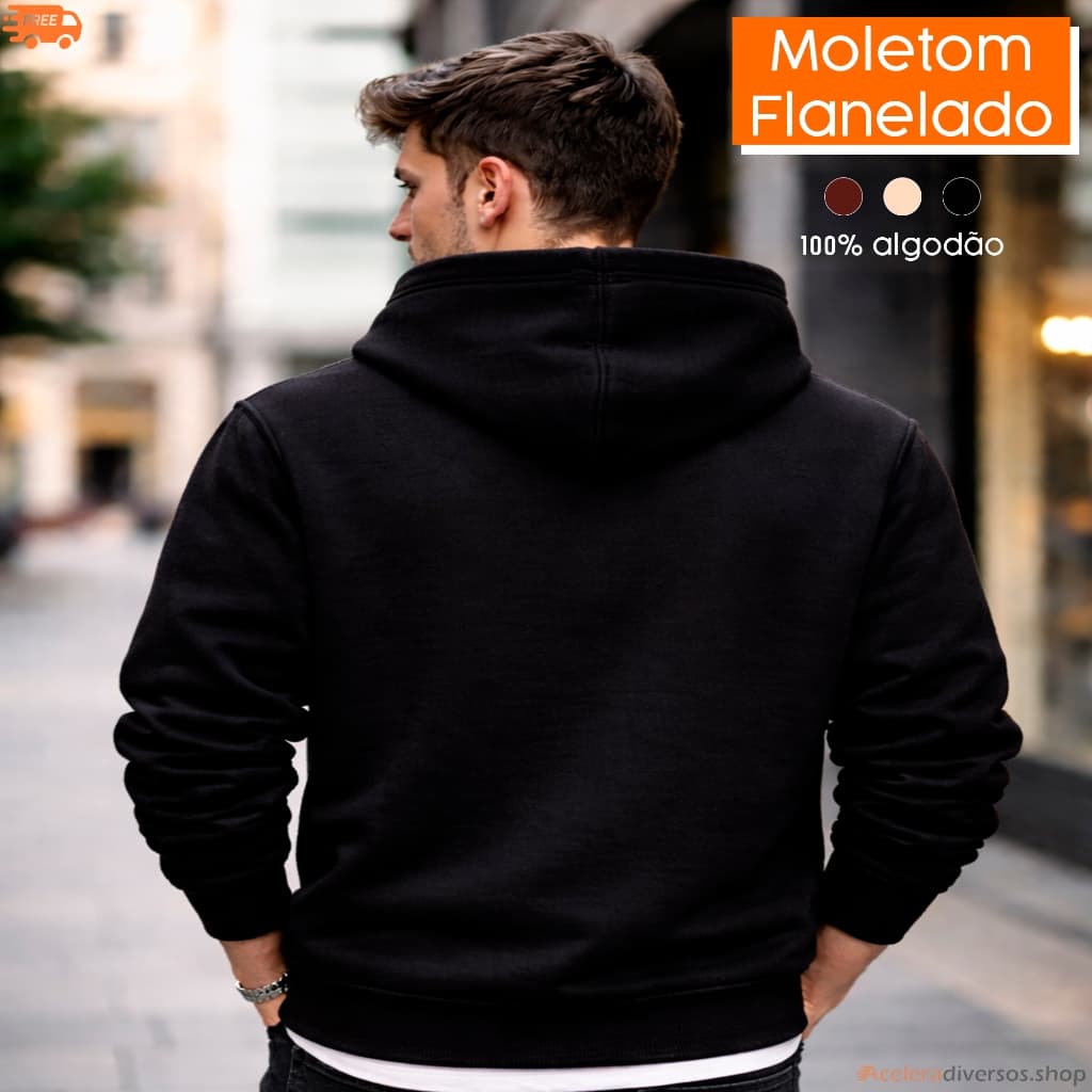 Moletom Casaco Canguru Flanelado Inverno Capuz Liso Confortável Unissex blusa de frio forrada
