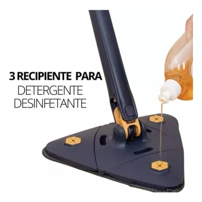 Esfregão Triangular 2 Refis 130 comprimento Rodo Limpador Giratório Mop 360°