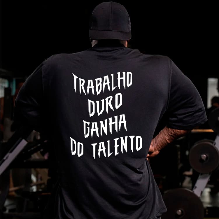 Camiseta Oversized Trabalho Duro Academia Treinos Confortavel Treino Frase Premium Blusao Maromba
