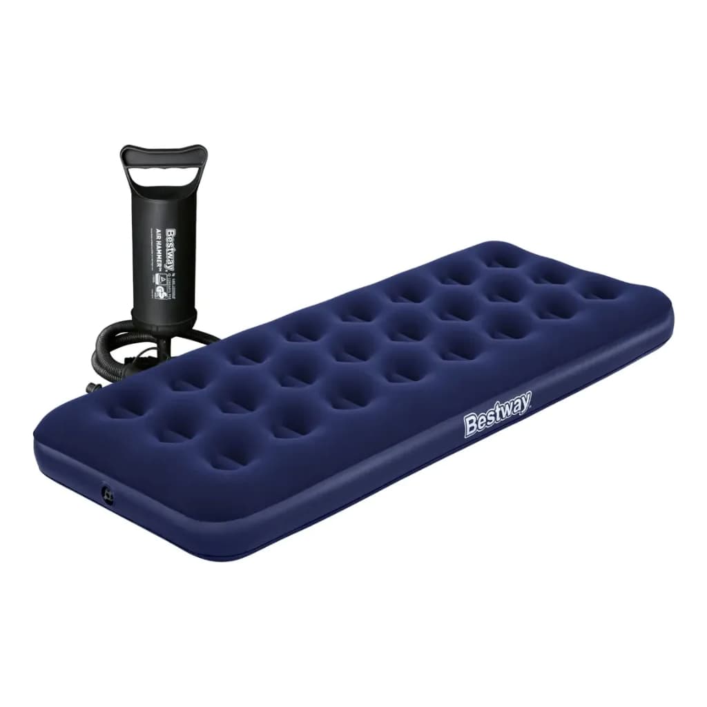 Colchão Inflável Solteiro Bestway Suporta ate 150kg com Superfície Aveludada + Bomba Manual