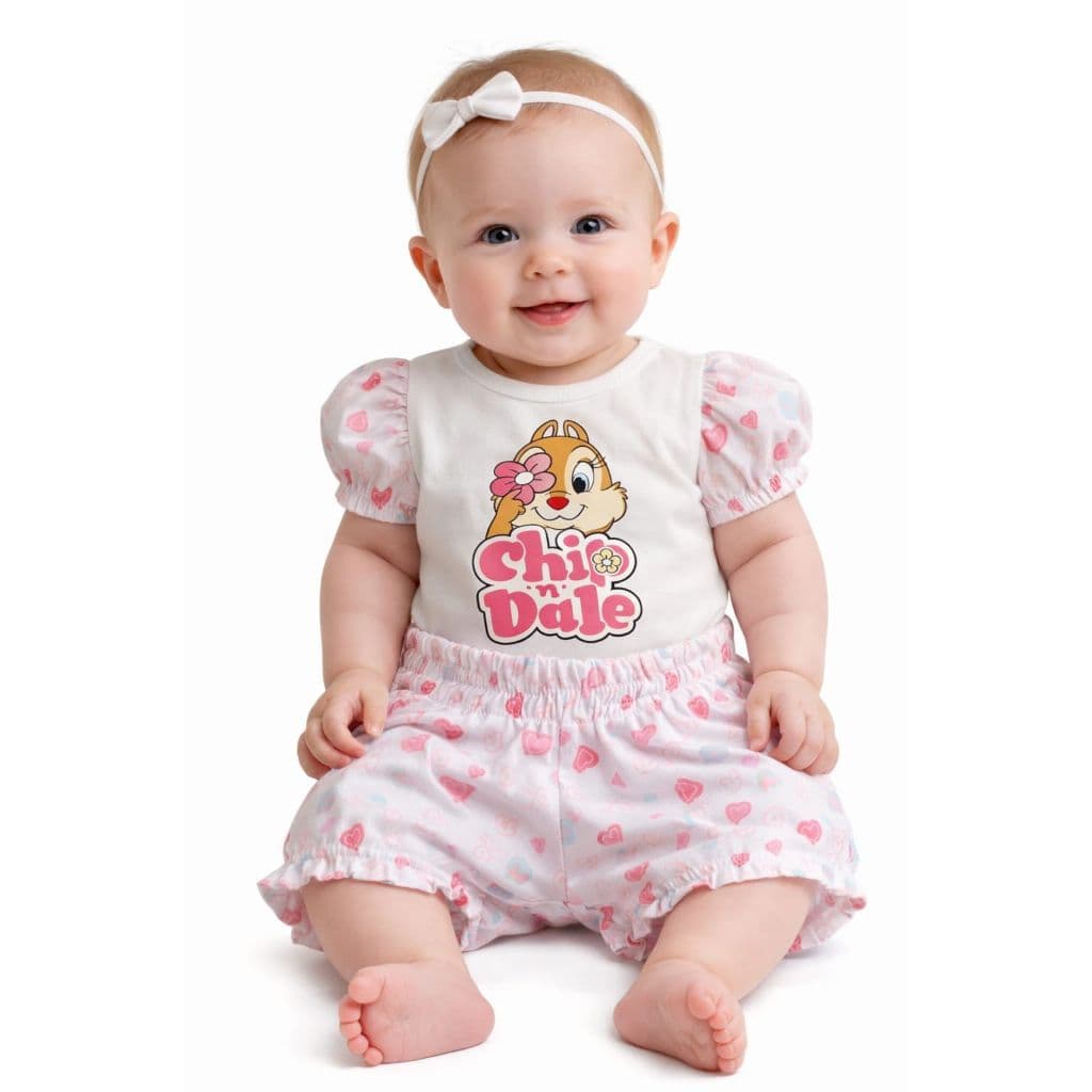 CONJUNTO BABY, SHORT CORAÇÃO ESTAMPADO, ROUPINHA DE BEBE ESTAMPADA, CONJUNTO BABY DELICADO E CONFORTAVEL
