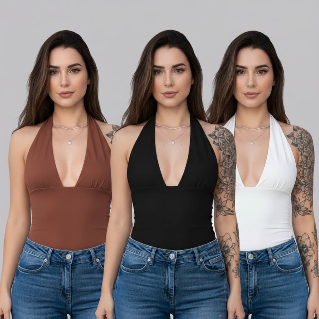 Kit 3 Blusas Femininas Suplex Premium Modela o Corpo Decote V