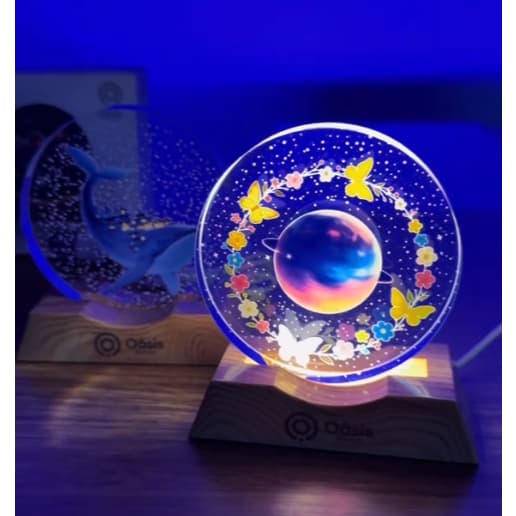 Base de faixa de luz noturna LED de cristal colorido, lâmpada decorativa de vidro, ade	quada para quartos, salas