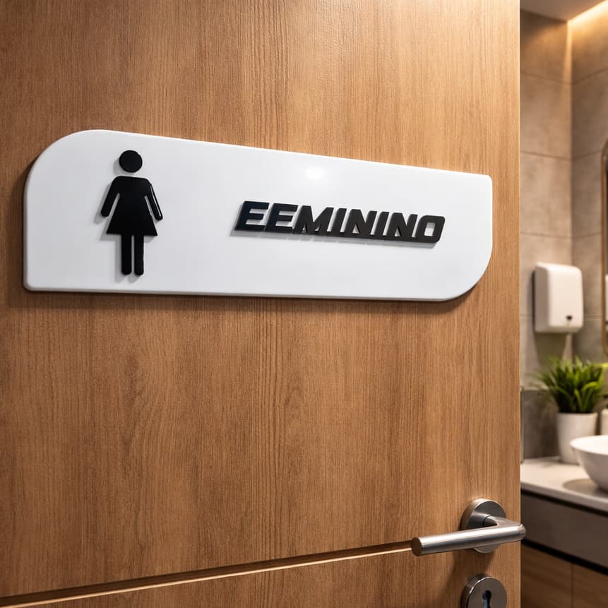 Placa de Identificação Para Porta de Banheiro em Acrílico