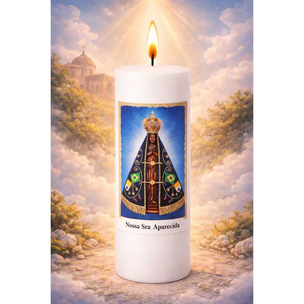 1 Vela Santos Nossa Senhora Aparecida 100% Parafina Pura 260g Velas Faria