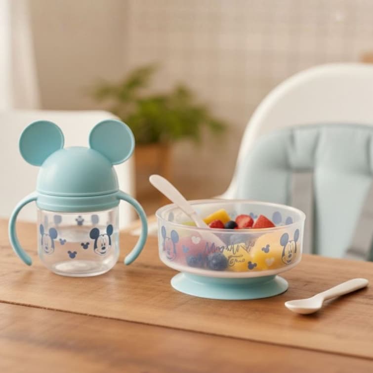Kit Infantil de Alimentação com Copo de Treinamento Mickey e Minnie