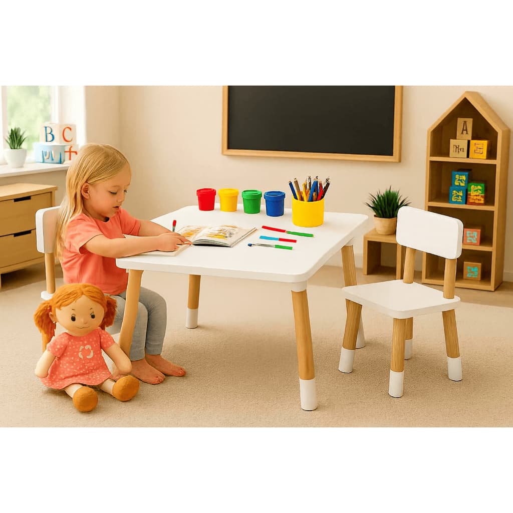 Mesa Infantil com Cadeiras Cantinho Criativo Retangular para Brincar e Estudar