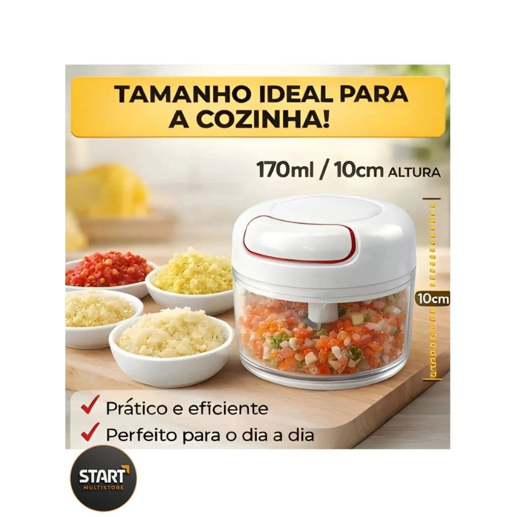 Mini Processador Triturador Manual De Alimentos 2 Laminas Aço Inox Moedor Alho