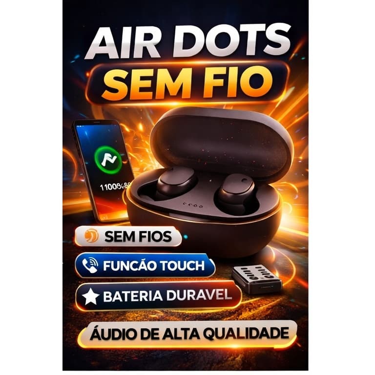 Fone Bluetooth AirDots Original TWS 5.1 Sem Fio Gamer Microfone HD Android iPhone